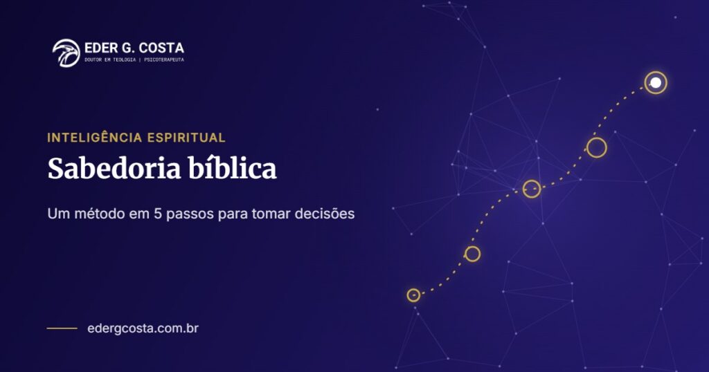 Caminho iluminado com marcos dourados simbolizando decisões guiadas pela sabedoria bíblica