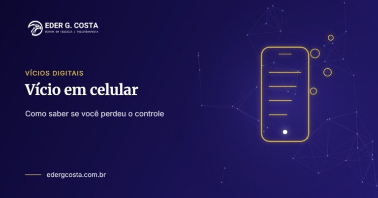 Celular com notificações em linhas douradas, ilustrando o vício em celular